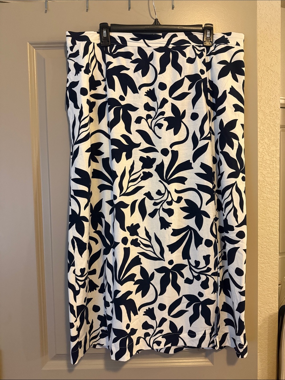 Classic Navy & White Floral A-Line Skirt
